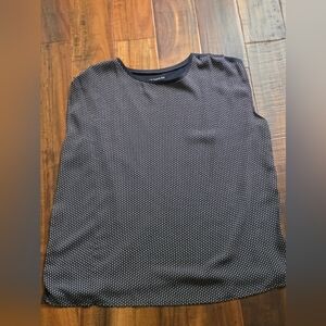 Ann Taylor Navy and White Patterned Sleeveless Top